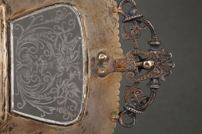 An Austrian historicist rock-crystal, silver-gilt and enamel dish | MasterArt